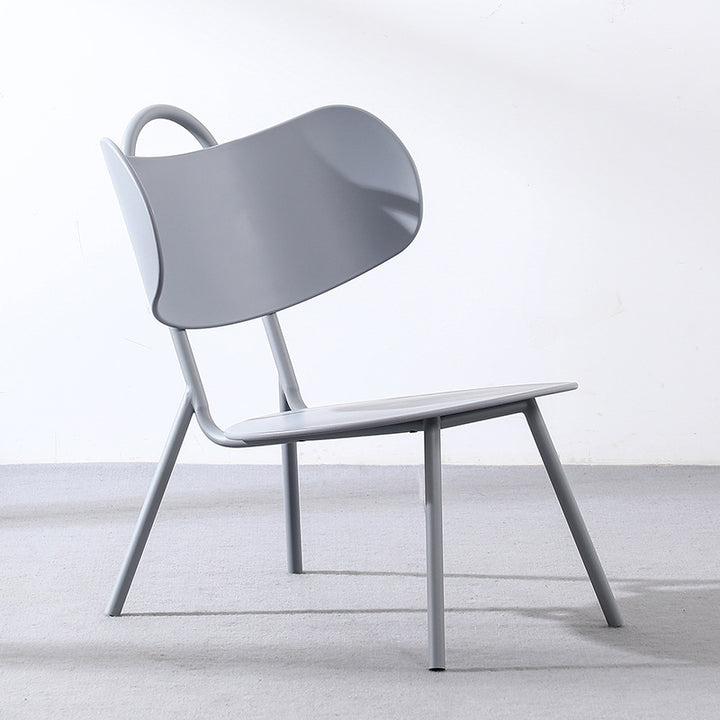 Contemporary Nordic Plastic &amp; Iron Curved Back Round Seat Accent Chair For Bedroom, Living Room, Balcony