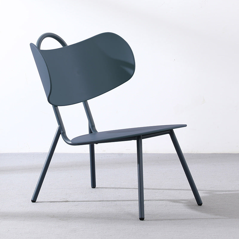 Contemporary Nordic Plastic &amp; Iron Curved Back Round Seat Accent Chair For Bedroom, Living Room, Balcony