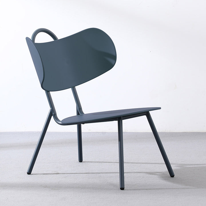Contemporary Nordic Plastic &amp; Iron Curved Back Round Seat Accent Chair For Bedroom, Living Room, Balcony