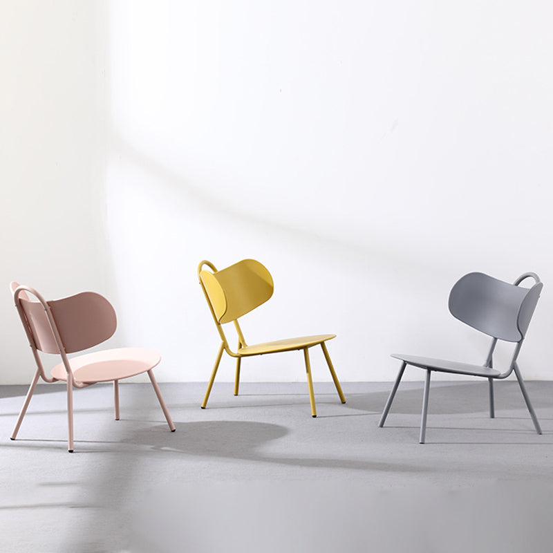 Contemporary Nordic Plastic &amp; Iron Curved Back Round Seat Accent Chair For Bedroom, Living Room, Balcony