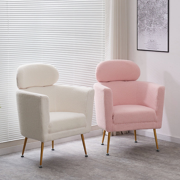 Canapé simple incurvé en laine d'agneau nordique contemporain avec design ergonomique pour chambre à coucher, salon 