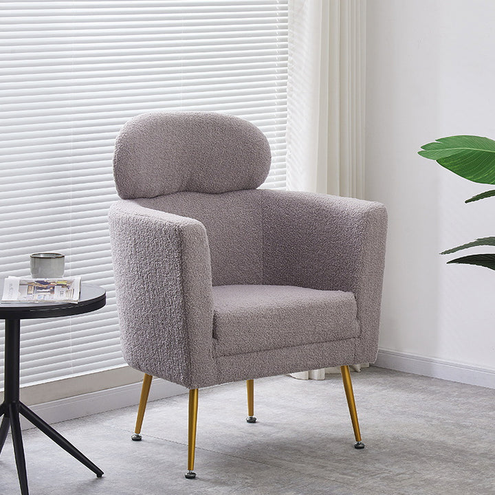 Canapé simple incurvé en laine d'agneau nordique contemporain avec design ergonomique pour chambre à coucher, salon 