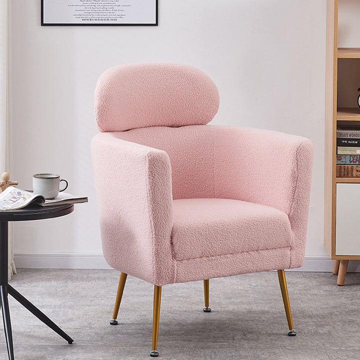 Contemporary Nordic Sherpa Fabric Curved Single Sofa With Ergonomic Design For Bedroom, Living Room