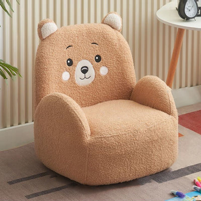現代的なクリエイティブラムウール＆ウッドスクエアソファチェア、子供用リビングルーム＆ベッドルーム用 