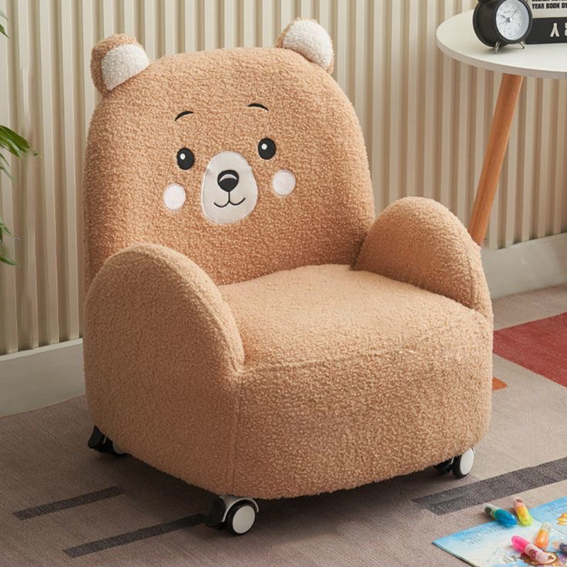 現代的なクリエイティブラムウール＆ウッドスクエアソファチェア、子供用リビングルーム＆ベッドルーム用 