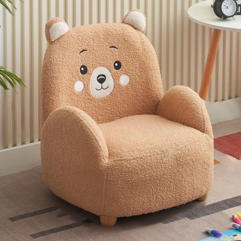 現代的なクリエイティブラムウール＆ウッドスクエアソファチェア、子供用リビングルーム＆ベッドルーム用 
