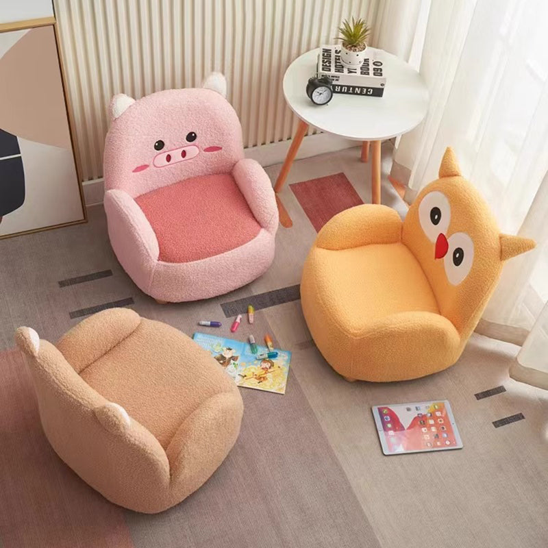 現代的なクリエイティブラムウール＆ウッドスクエアソファチェア、子供用リビングルーム＆ベッドルーム用 