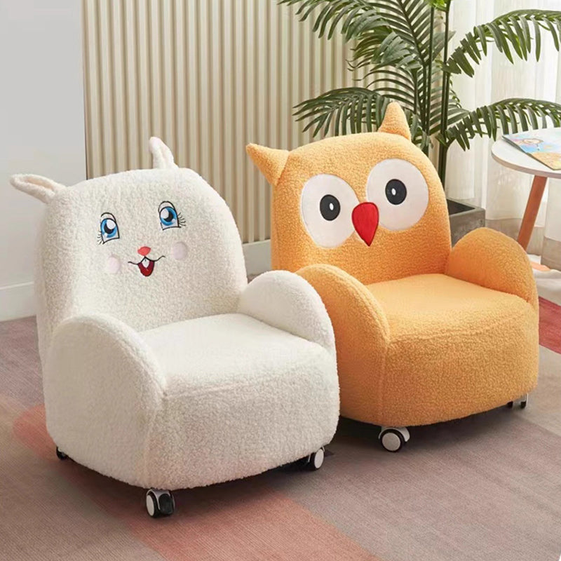 現代的なクリエイティブラムウール＆ウッドスクエアソファチェア、子供用リビングルーム＆ベッドルーム用 
