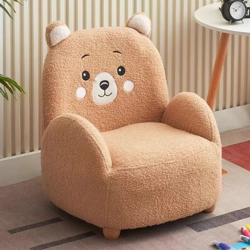 現代的なクリエイティブラムウール＆ウッドスクエアソファチェア、子供用リビングルーム＆ベッドルーム用 