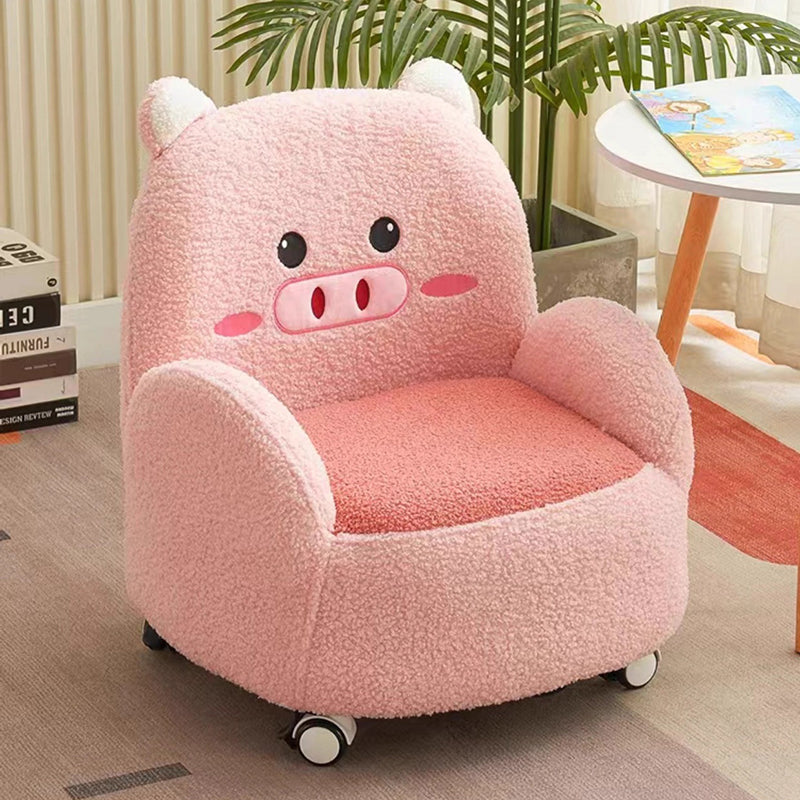 現代的なクリエイティブラムウール＆ウッドスクエアソファチェア、子供用リビングルーム＆ベッドルーム用 