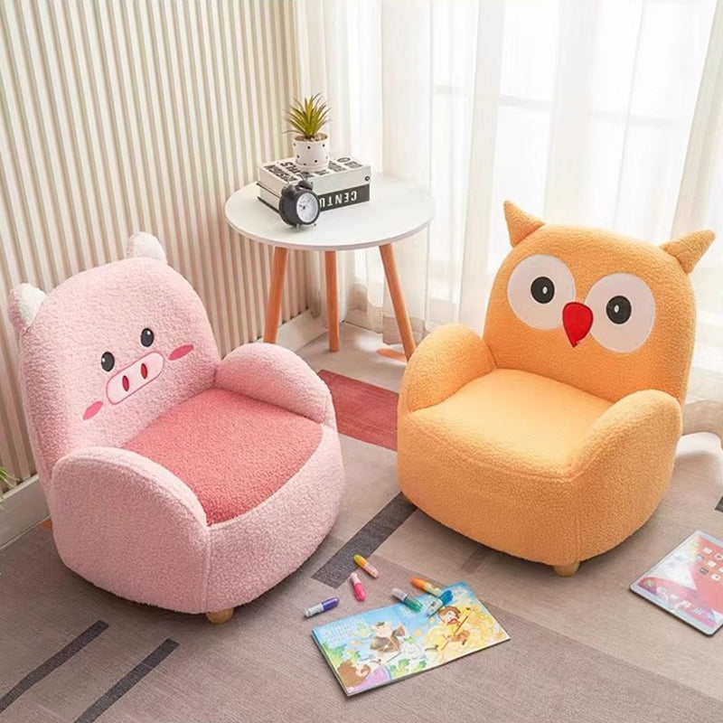 現代的なクリエイティブラムウール＆ウッドスクエアソファチェア、子供用リビングルーム＆ベッドルーム用 