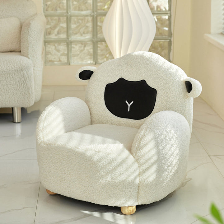 Sillón sofá contemporáneo y creativo con forma de animal en tela sherpa y madera para dormitorio infantil y sala de estar 