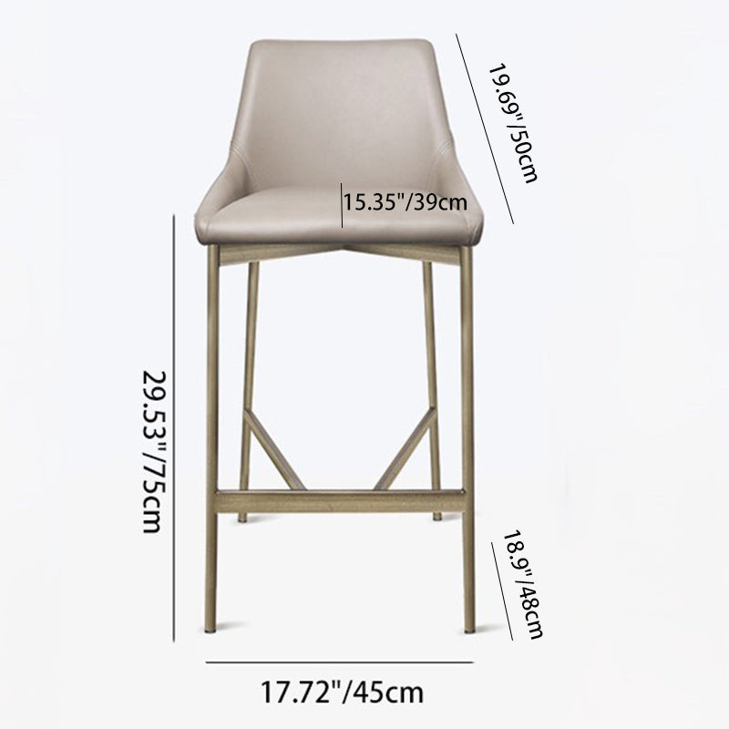 Tabouret de bar courbé en cuir PU minimaliste moderne et en acier au carbone pour salle à manger et salon 