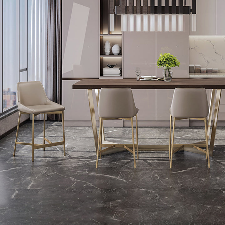 Tabouret de bar courbé en cuir PU minimaliste moderne et en acier au carbone pour salle à manger et salon 