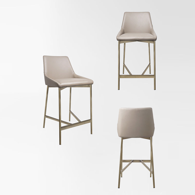 Tabouret de bar courbé en cuir PU minimaliste moderne et en acier au carbone pour salle à manger et salon 