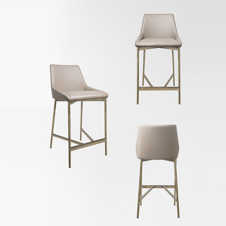 Tabouret de bar courbé en cuir PU minimaliste moderne et en acier au carbone pour salle à manger et salon 
