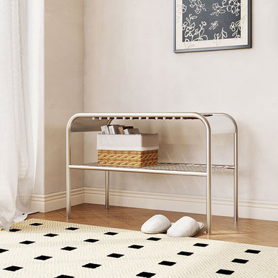 Moderne Mid-Century Bank aus Kohlenstoffstahl und Holz für den Eingangsbereich, das Schlafzimmer und das Wohnzimmer 