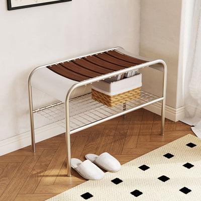 Moderne Mid-Century Bank aus Kohlenstoffstahl und Holz für den Eingangsbereich, das Schlafzimmer und das Wohnzimmer 