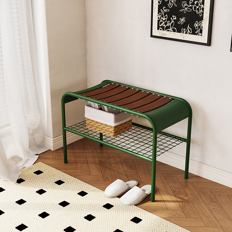 Moderne Mid-Century Bank aus Kohlenstoffstahl und Holz für den Eingangsbereich, das Schlafzimmer und das Wohnzimmer 