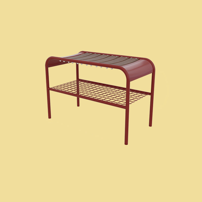 Moderne Mid-Century Bank aus Kohlenstoffstahl und Holz für den Eingangsbereich, das Schlafzimmer und das Wohnzimmer 