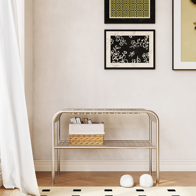 Moderne Mid-Century Bank aus Kohlenstoffstahl und Holz für den Eingangsbereich, das Schlafzimmer und das Wohnzimmer 