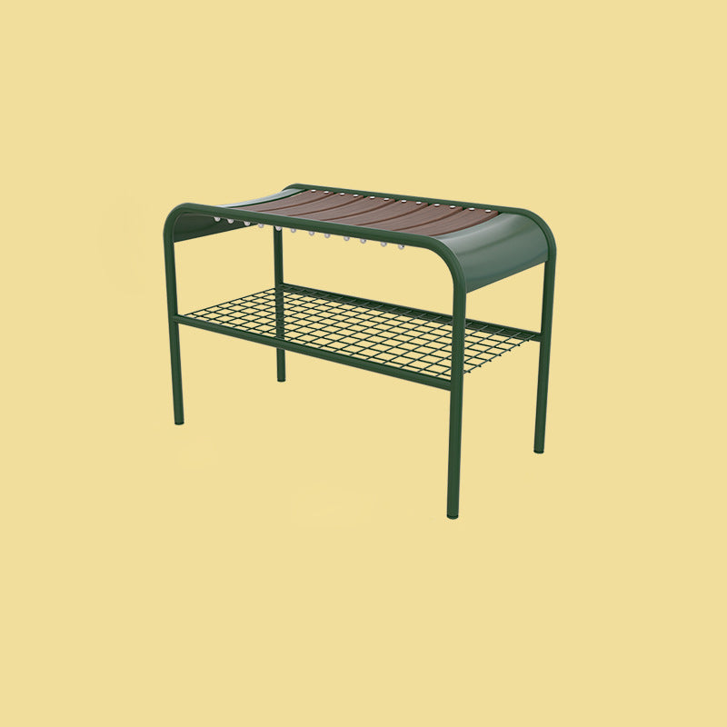 Moderne Mid-Century Bank aus Kohlenstoffstahl und Holz für den Eingangsbereich, das Schlafzimmer und das Wohnzimmer 