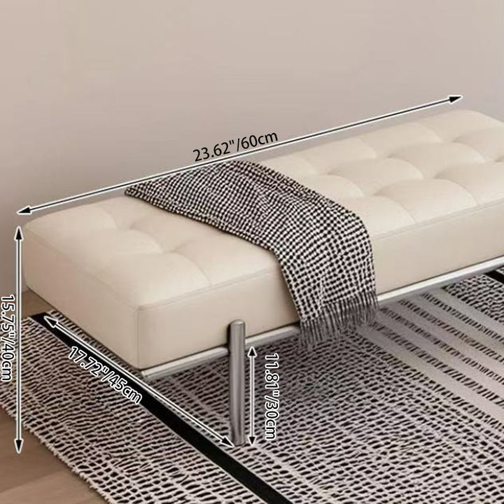 Moderner minimalistischer rechteckiger Faux-Leder-Edelstahl-Bank für Eingangsbereich, Schlafzimmer und Wohnzimmer 
