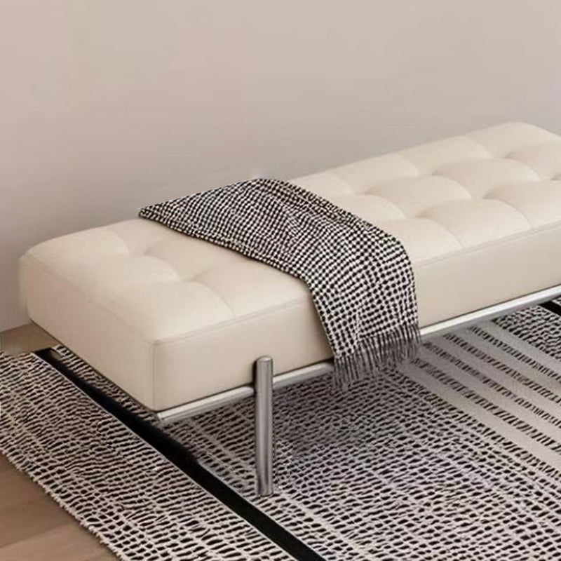 Moderner minimalistischer rechteckiger Faux-Leder-Edelstahl-Bank für Eingangsbereich, Schlafzimmer und Wohnzimmer 