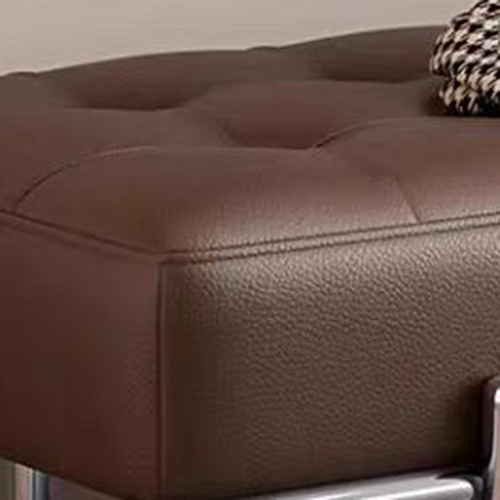 Moderner minimalistischer rechteckiger Faux-Leder-Edelstahl-Bank für Eingangsbereich, Schlafzimmer und Wohnzimmer 