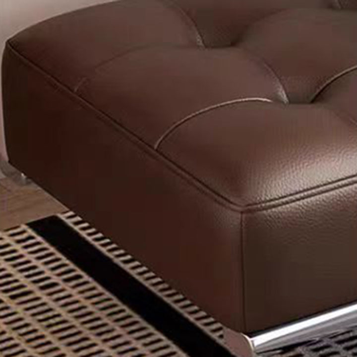 Moderner minimalistischer rechteckiger Faux-Leder-Edelstahl-Bank für Eingangsbereich, Schlafzimmer und Wohnzimmer 
