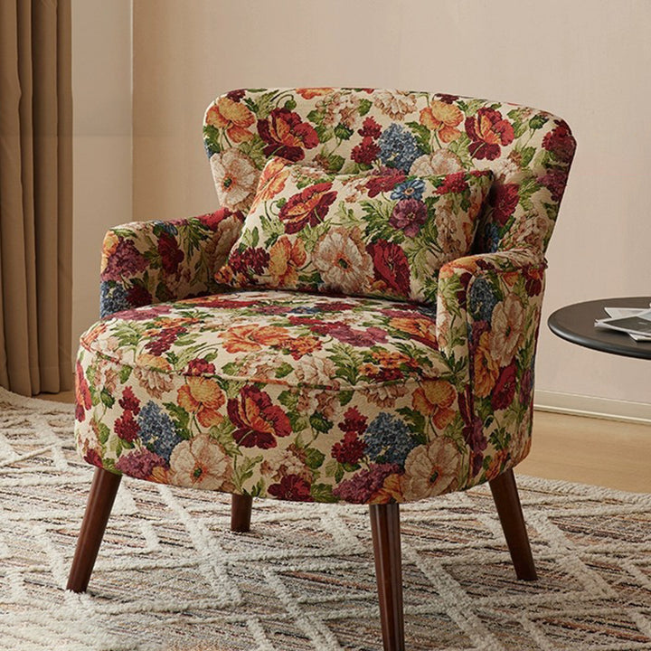 Traditional Vintage Cotton Linen Faux Leather Wood Square Sofa Armchair For Living Room And Bedroom