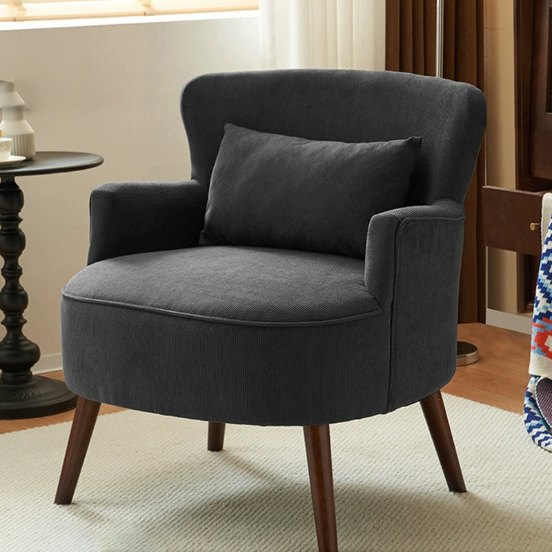 Traditional Vintage Cotton Linen Faux Leather Wood Square Sofa Armchair For Living Room And Bedroom