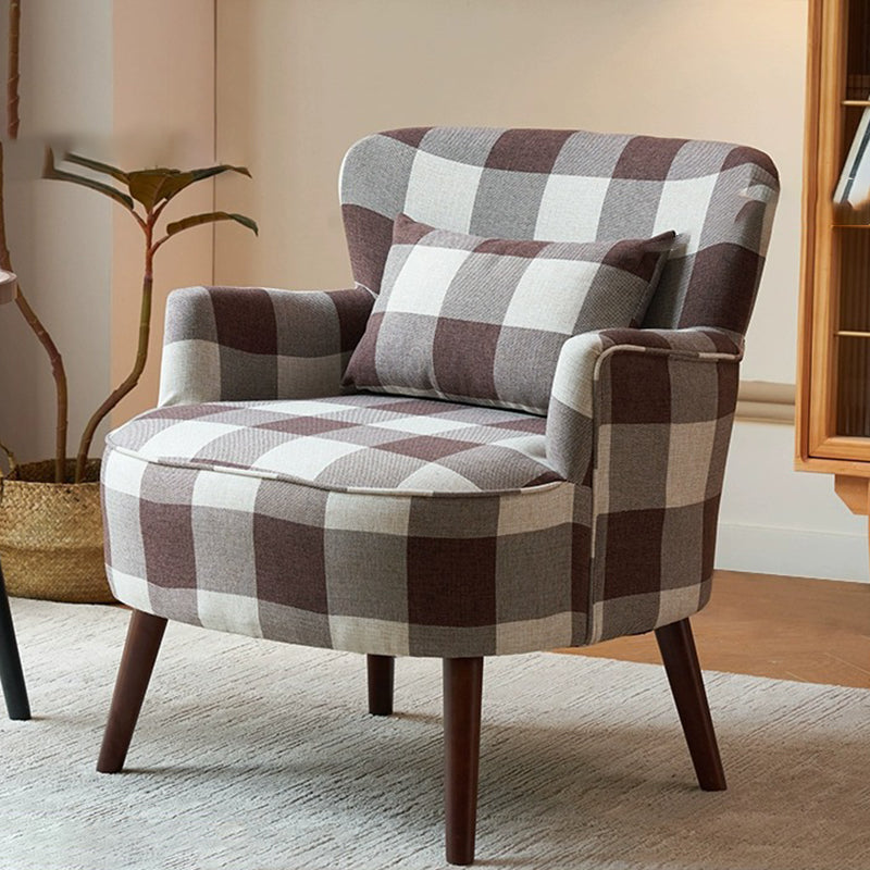 Traditional Vintage Cotton Linen Faux Leather Wood Square Sofa Armchair For Living Room And Bedroom