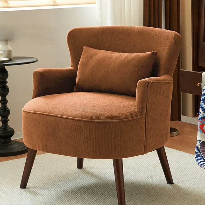 Traditional Vintage Cotton Linen Faux Leather Wood Square Sofa Armchair For Living Room And Bedroom