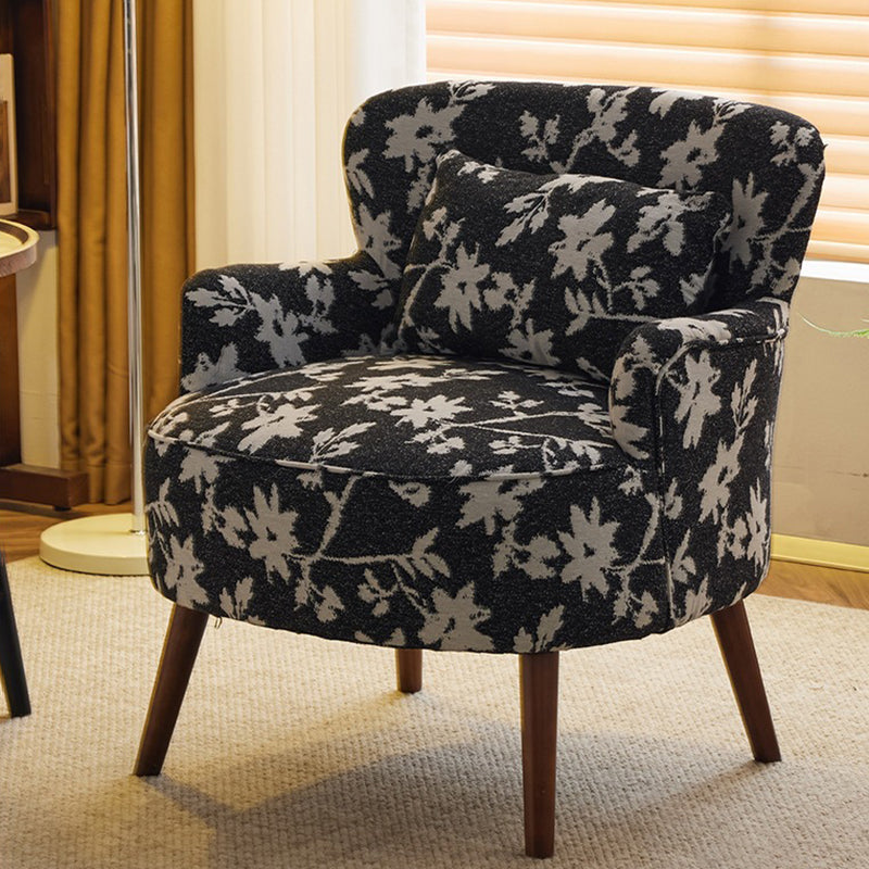 Traditional Vintage Cotton Linen Faux Leather Wood Square Sofa Armchair For Living Room And Bedroom