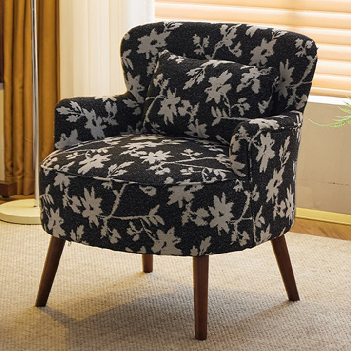 Fauteuil carré en bois, cuir synthétique, lin et coton vintage traditionnel pour salon et chambre 