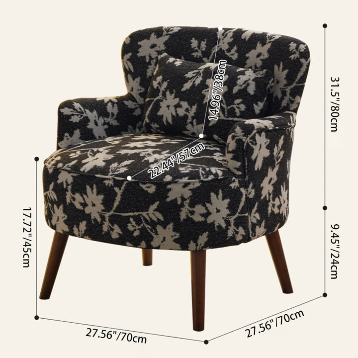 Fauteuil carré en bois, cuir synthétique, lin et coton vintage traditionnel pour salon et chambre 