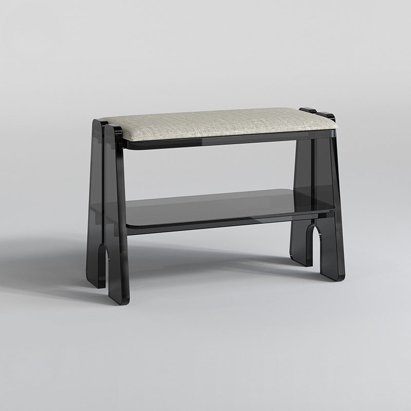 Modern Minimalist Acrylic &amp; Cotton Linen Trapezoid Bench For Entryway, Bedroom &amp; Living Room