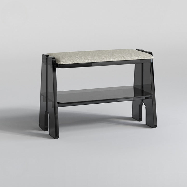 Modern Minimalist Acrylic &amp; Cotton Linen Trapezoid Bench For Entryway, Bedroom &amp; Living Room