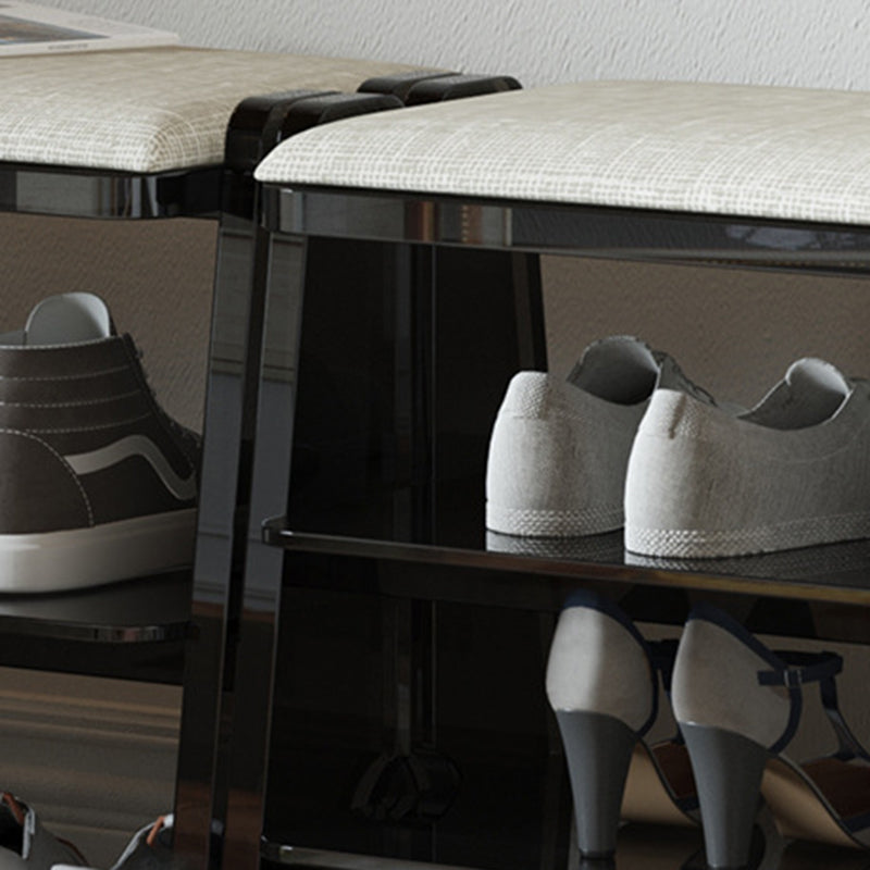 Modern Minimalist Acrylic &amp; Cotton Linen Trapezoid Bench For Entryway, Bedroom &amp; Living Room