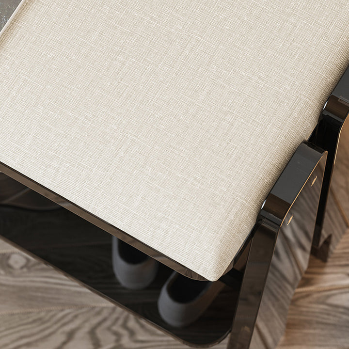 Modern Minimalist Acrylic &amp; Cotton Linen Trapezoid Bench For Entryway, Bedroom &amp; Living Room