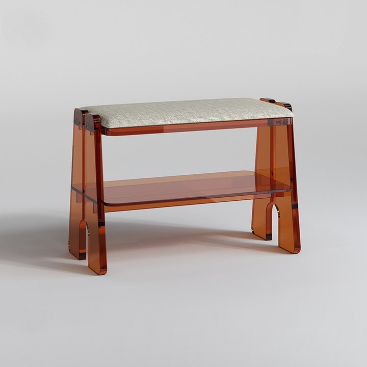 Modern Minimalist Acrylic &amp; Cotton Linen Trapezoid Bench For Entryway, Bedroom &amp; Living Room