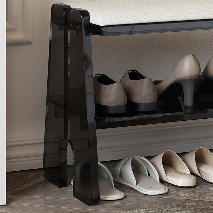 Modern Minimalist Acrylic &amp; Cotton Linen Trapezoid Bench For Entryway, Bedroom &amp; Living Room