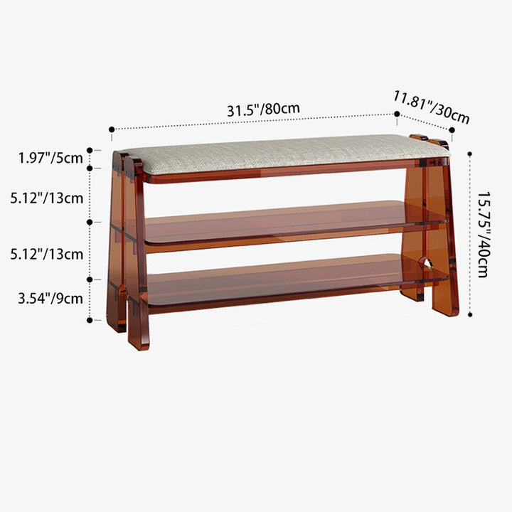 Modern Minimalist Acrylic &amp; Cotton Linen Trapezoid Bench For Entryway, Bedroom &amp; Living Room