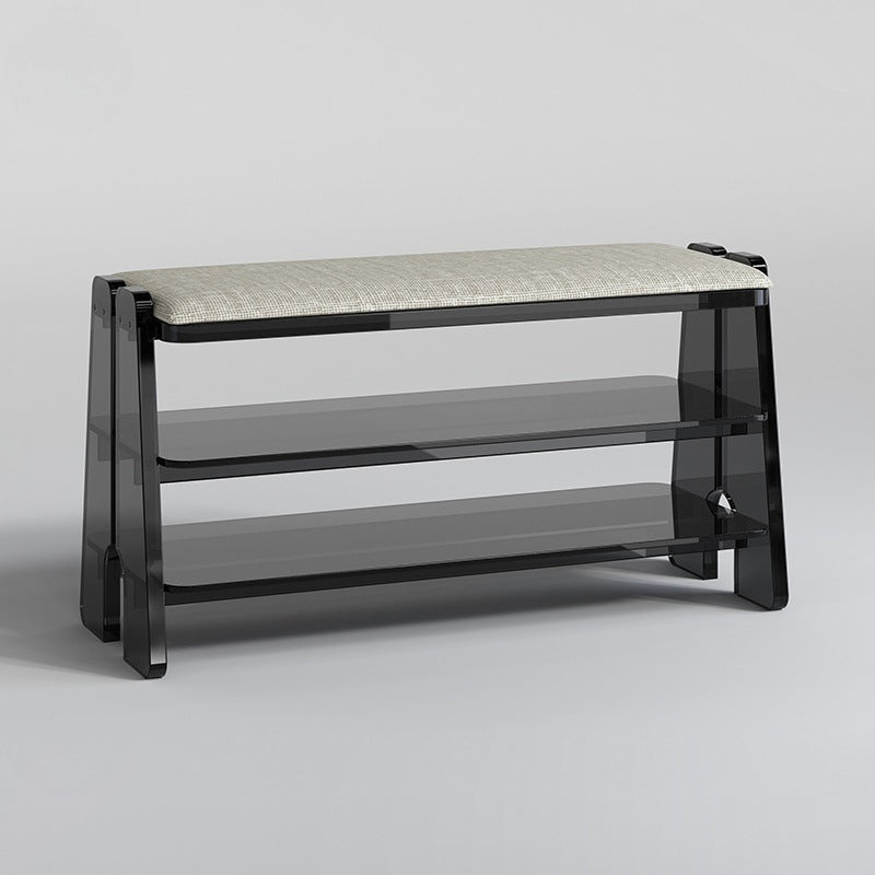 Modern Minimalist Acrylic &amp; Cotton Linen Trapezoid Bench For Entryway, Bedroom &amp; Living Room