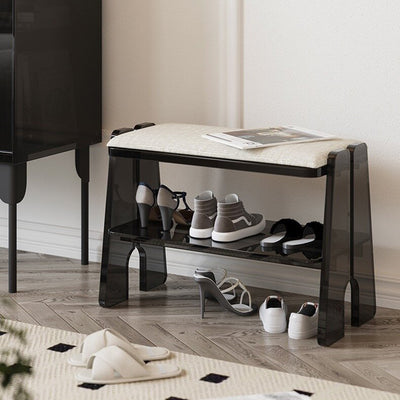Moderner minimalistischer Trapezbank aus Acryl und Baumwollleinen für Eingangsbereich, Schlafzimmer & Wohnzimmer 