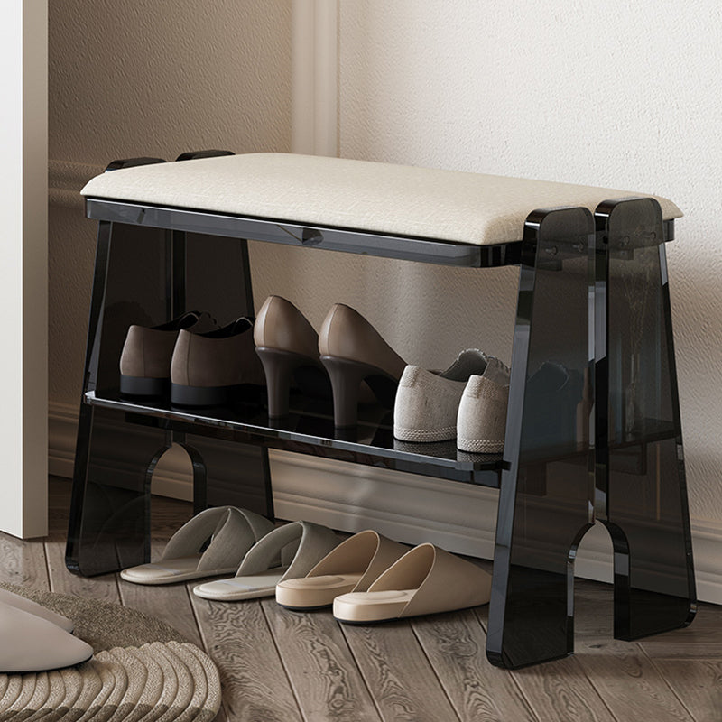 Modern Minimalist Acrylic &amp; Cotton Linen Trapezoid Bench For Entryway, Bedroom &amp; Living Room