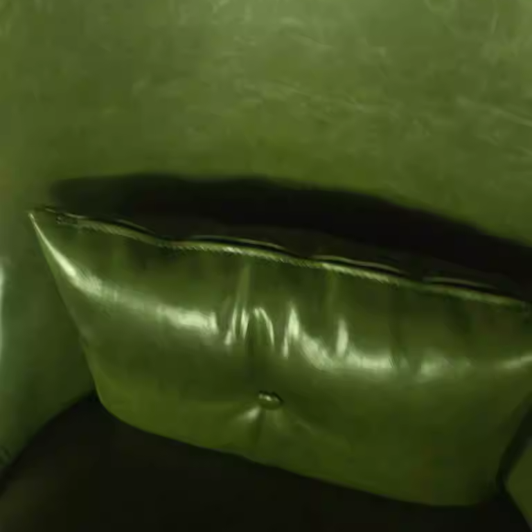 Contemporary Nordic Leather, Fabric & Wood Curved Accent Chair For Bedroom & Living Room