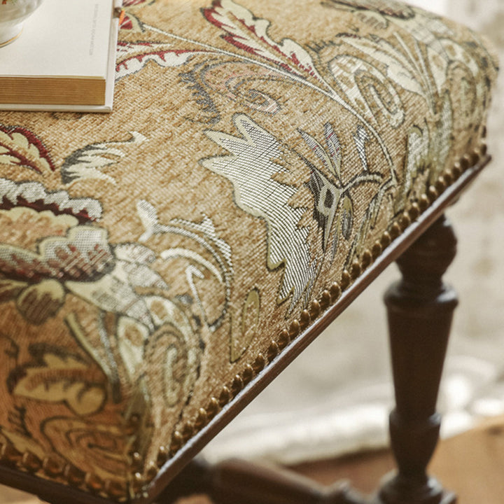 Traditional French Wood &amp; Fabric Square Dining Chair For Living Room &amp; Dining Room