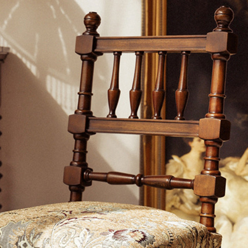 Traditional French Wood &amp; Fabric Square Dining Chair For Living Room &amp; Dining Room